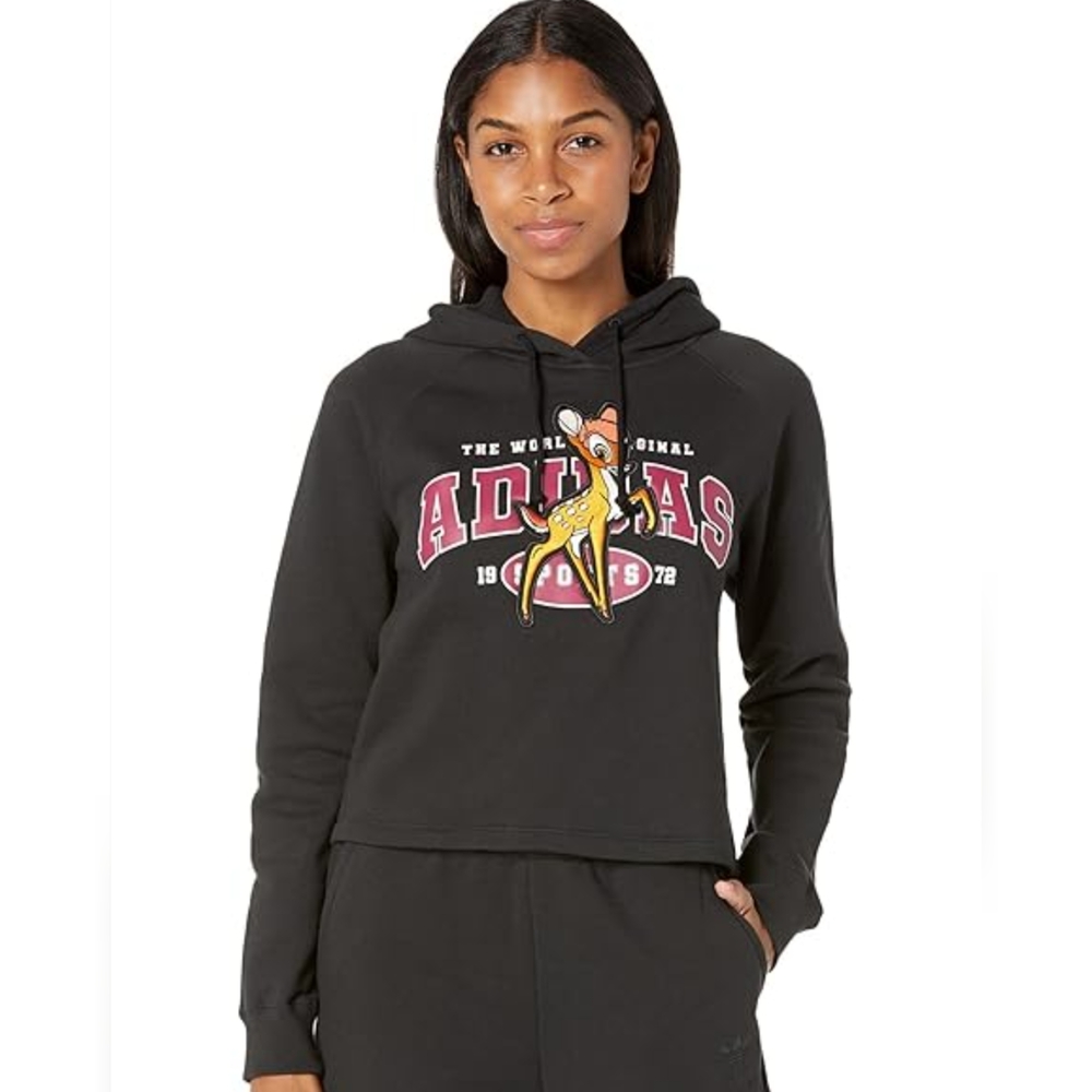 DISNEY BAMBI X Adidas Black Long Sleeve Crop Hoodie